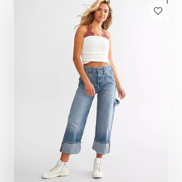 Free People Denim - Free People Major Leagues Mid Rise Cuffed Cropped Jean